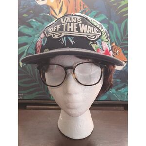 Vans Black Snapback Hat with Tropical Floral Panels
